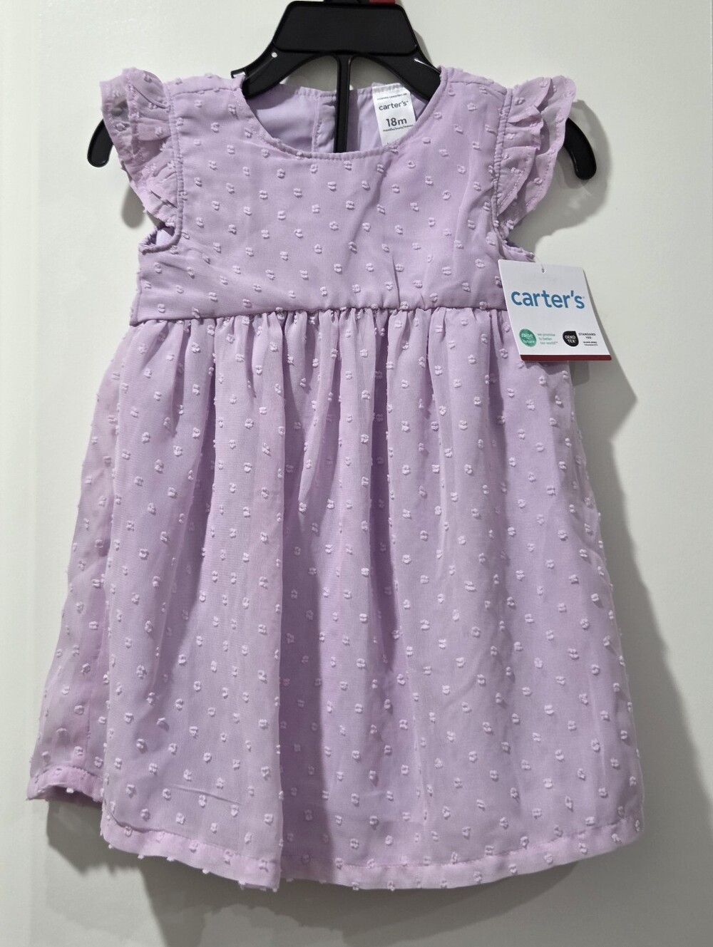 Carter's Lavender Swiss Dot Ruffle-Sleeve Dress for Kids